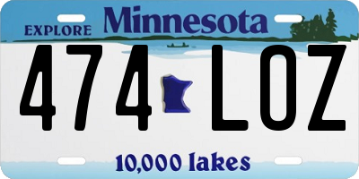MN license plate 474LOZ