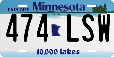 MN license plate 474LSW