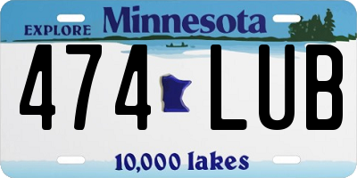 MN license plate 474LUB