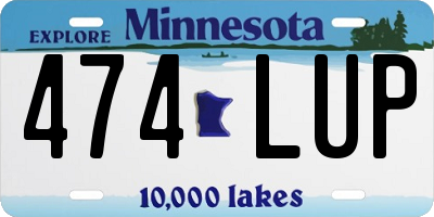 MN license plate 474LUP