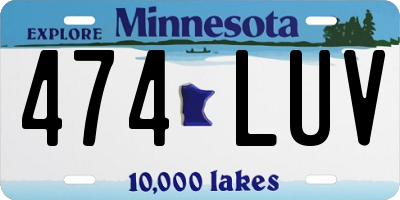 MN license plate 474LUV