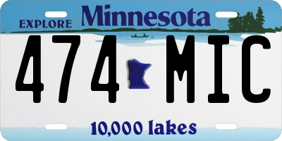 MN license plate 474MIC