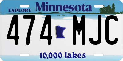 MN license plate 474MJC