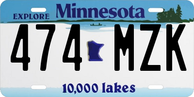 MN license plate 474MZK