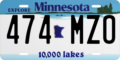 MN license plate 474MZO