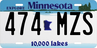 MN license plate 474MZS