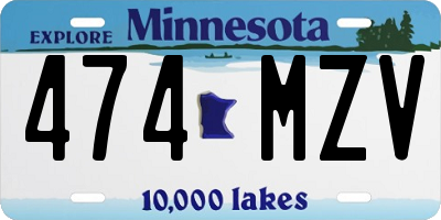 MN license plate 474MZV