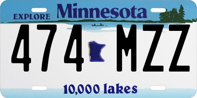 MN license plate 474MZZ
