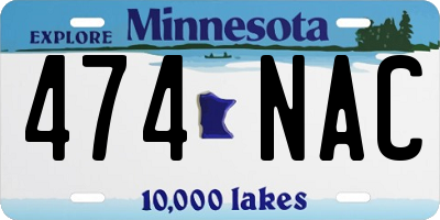 MN license plate 474NAC