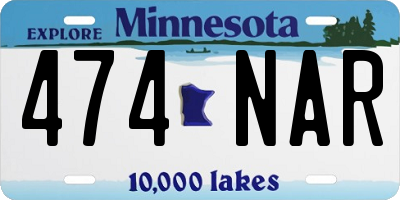 MN license plate 474NAR