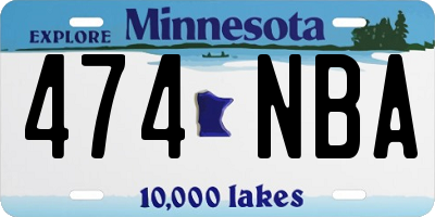 MN license plate 474NBA
