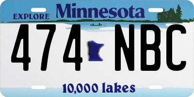 MN license plate 474NBC