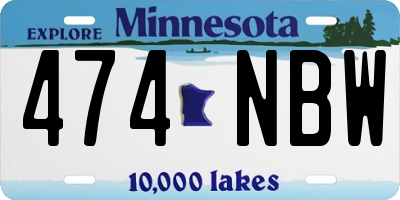 MN license plate 474NBW