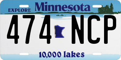 MN license plate 474NCP