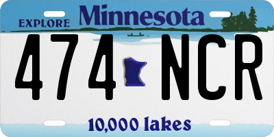 MN license plate 474NCR