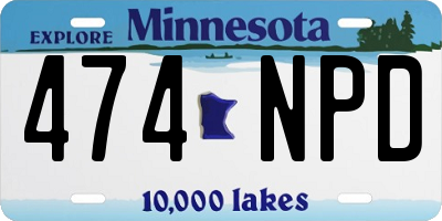 MN license plate 474NPD