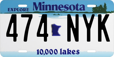 MN license plate 474NYK