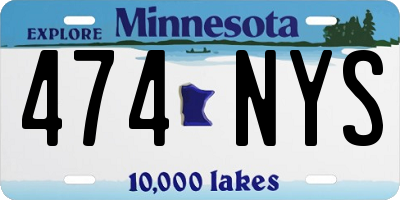 MN license plate 474NYS