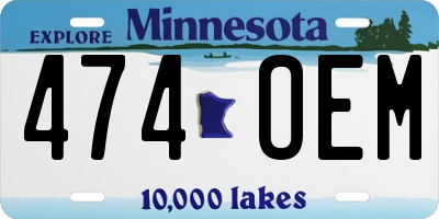 MN license plate 474OEM