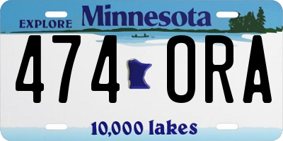 MN license plate 474ORA