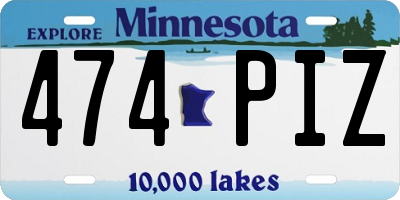 MN license plate 474PIZ
