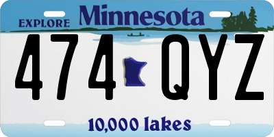 MN license plate 474QYZ
