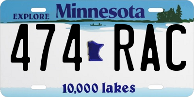 MN license plate 474RAC