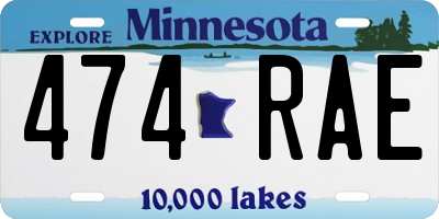 MN license plate 474RAE