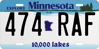 MN license plate 474RAF