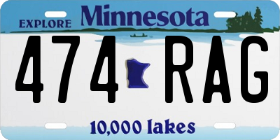 MN license plate 474RAG