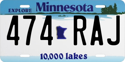 MN license plate 474RAJ