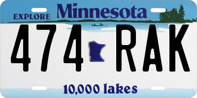 MN license plate 474RAK