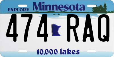 MN license plate 474RAQ