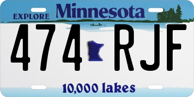 MN license plate 474RJF