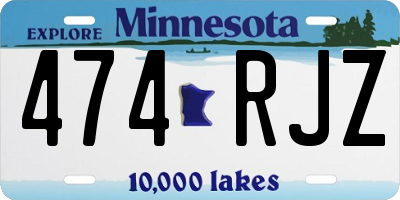 MN license plate 474RJZ