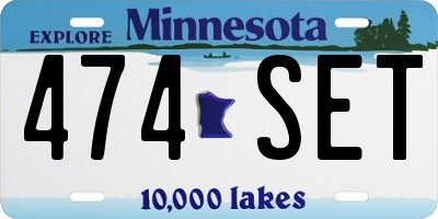 MN license plate 474SET