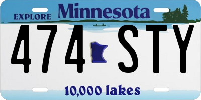 MN license plate 474STY