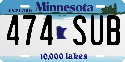 MN license plate 474SUB