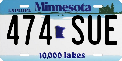 MN license plate 474SUE
