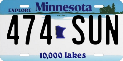 MN license plate 474SUN
