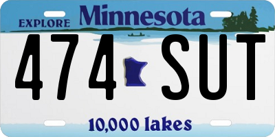 MN license plate 474SUT