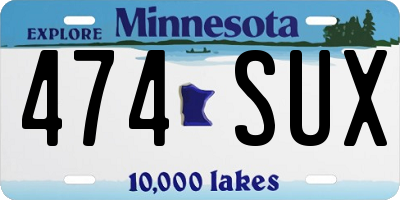 MN license plate 474SUX
