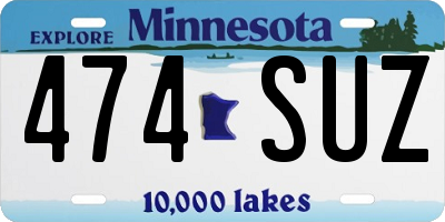 MN license plate 474SUZ
