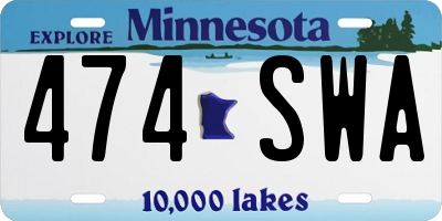 MN license plate 474SWA
