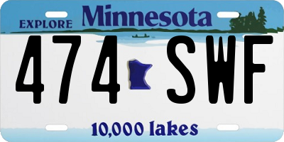 MN license plate 474SWF
