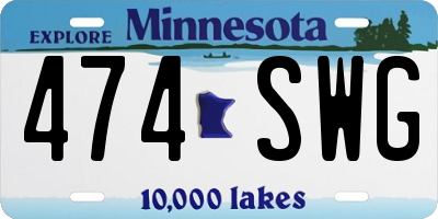 MN license plate 474SWG
