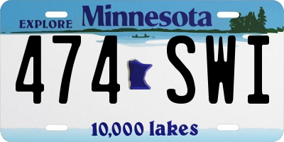 MN license plate 474SWI