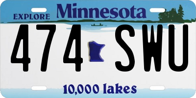 MN license plate 474SWU