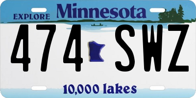 MN license plate 474SWZ