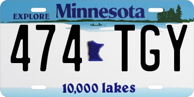 MN license plate 474TGY